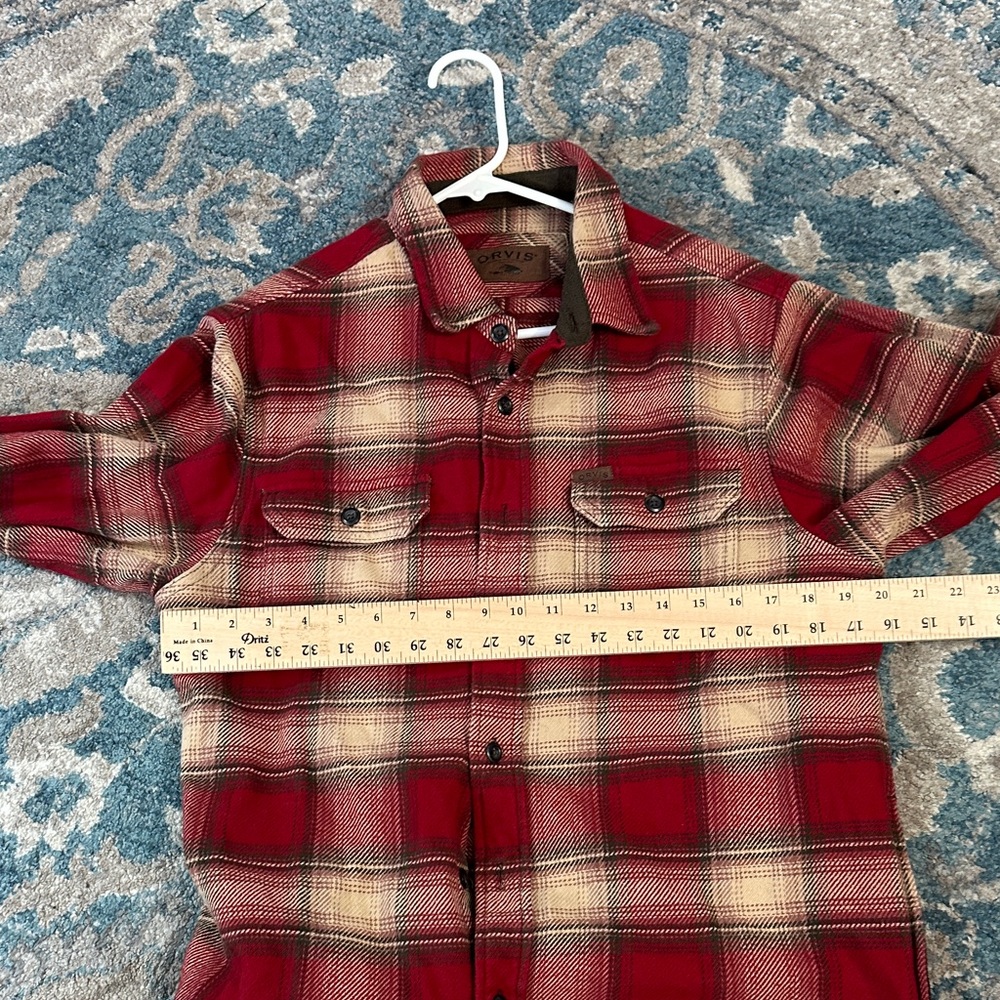 Orvis Red and Cream Plaid Men's Shirt - Picture 6 of 6